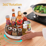 Ecoco Kitchen Rotating Spice Condiment Storage Rack Bathroom Swivel Tray Organizer Grey - Home & Garden > Bathroom