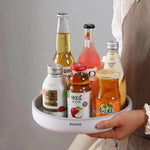 Ecoco Kitchen Rotating Spice Condiment Storage Rack Bathroom Swivel Tray Organizer Grey - Home & Garden > Bathroom