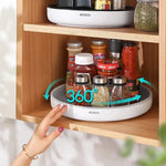 Ecoco Kitchen Rotating Spice Condiment Storage Rack Bathroom Swivel Tray Organizer Grey - Home & Garden > Bathroom