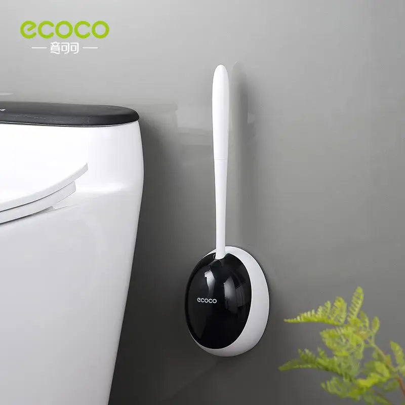 Ecoco Silicone Water Drop Toilet Brush Holder Set Wall-Mounted Cleaning Brush Tool Grey - Home & Garden > Bathroom