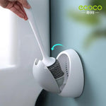 Ecoco Silicone Water Drop Toilet Brush Holder Set Wall-Mounted Cleaning Brush Tool Grey - Home & Garden > Bathroom