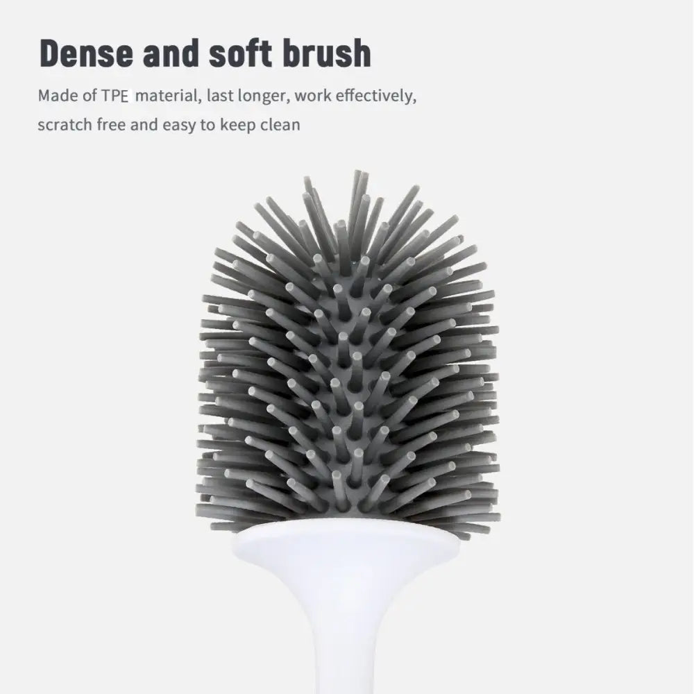 Ecoco Silicone Water Drop Toilet Brush Holder Set Wall-Mounted Cleaning Brush Tool Grey - Home & Garden > Bathroom