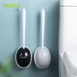 Ecoco Silicone Water Drop Toilet Brush Holder Set Wall-Mounted Cleaning Brush Tool Grey - Home & Garden > Bathroom