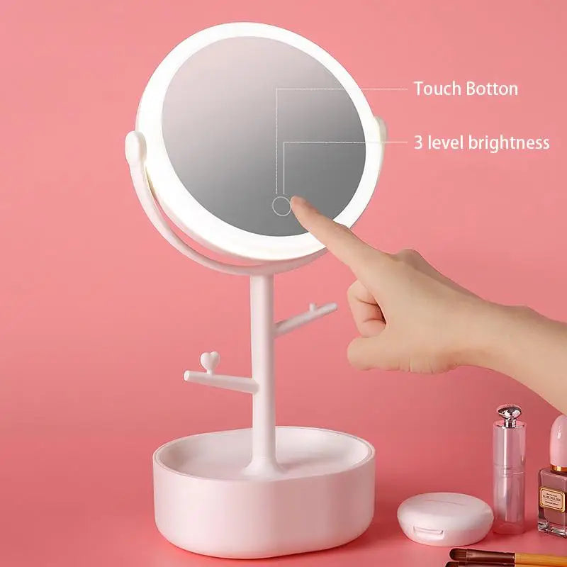 Ecoco Smart LED Light Cosmetic Makeup Mirror USB Touch Screen Home Desk Vanity 360° White - Home & Garden > Bathroom