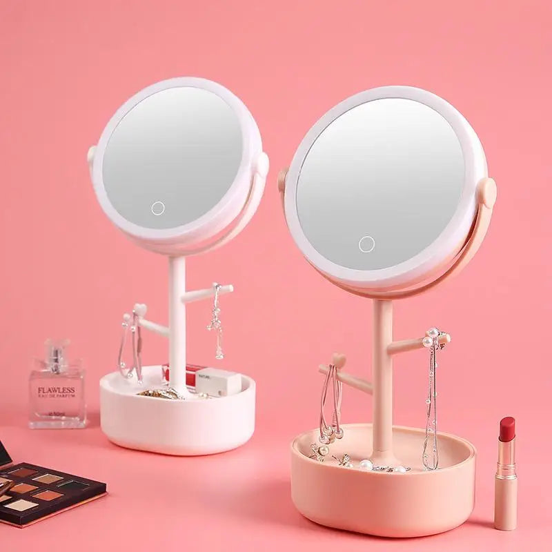 Ecoco Smart LED Light Cosmetic Makeup Mirror USB Touch Screen Home Desk Vanity 360° White - Home & Garden > Bathroom