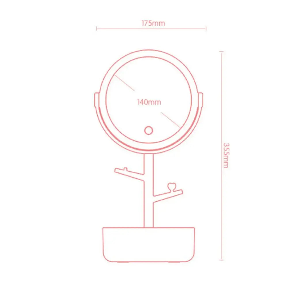 Ecoco Smart LED Light Cosmetic Makeup Mirror USB Touch Screen Home Desk Vanity 360° Pink - Home & Garden > Bathroom