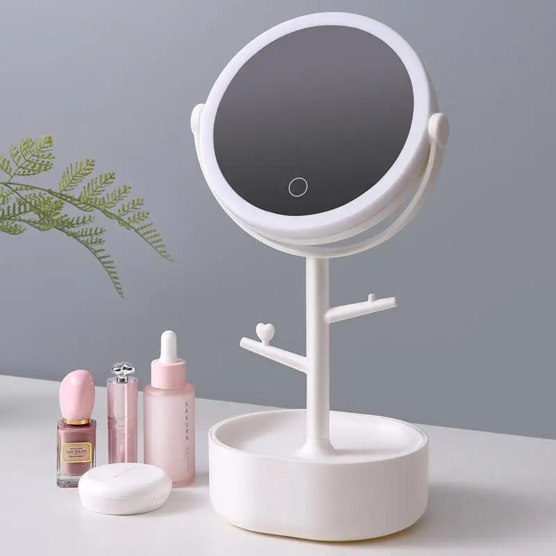 Ecoco Smart LED Light Cosmetic Makeup Mirror USB Touch Screen Home Desk Vanity 360° White - Home & Garden > Bathroom