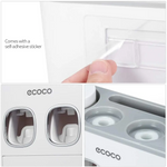Ecoco Wall-Mounted Toothbrush Holder with 2 Toothpaste Dispensers 4 Cups and 5 Toothbrush Slots Toiletries Bathroom
