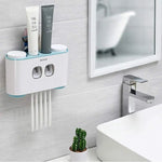 Ecoco Wall-Mounted Toothbrush Holder with 2 Toothpaste Dispensers 4 Cups and 5 Toothbrush Slots Toiletries Bathroom