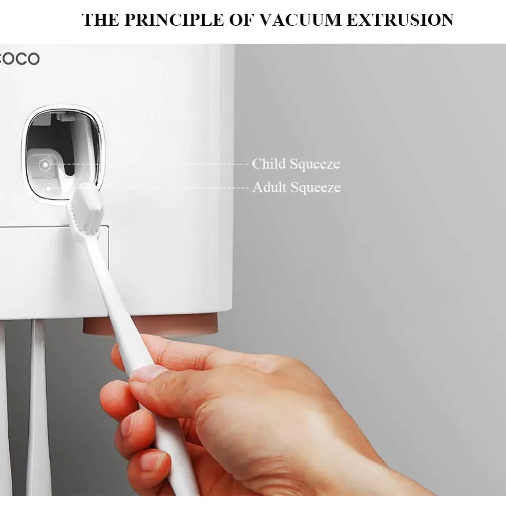 Ecoco Wall-Mounted Toothbrush Holder with 2 Toothpaste Dispensers 4 Cups and 5 Toothbrush Slots Toiletries Bathroom