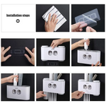 Ecoco Wall-Mounted Toothbrush Holder with 2 Toothpaste Dispensers 4 Cups and 5 Toothbrush Slots Toiletries Bathroom