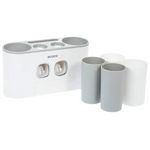 Ecoco Wall-Mounted Toothbrush Holder with 2 Toothpaste Dispensers 4 Cups and 5 Toothbrush Slots Toiletries Bathroom