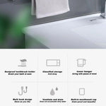 Ecoco Wall-Mounted Toothbrush Holder with 4 Cups and 4 Toothbrush Slots Toiletries Bathroom Storage Rack Black - Home &