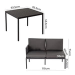 Eden 4-Seater Outdoor Lounge Set with Coffee Table in Black-Stylish Textile and Rope Design - Furniture > Outdoor