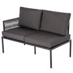 Eden 4-Seater Outdoor Lounge Set with Coffee Table in Black-Stylish Textile and Rope Design - Furniture > Outdoor