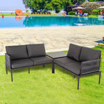 Eden 4-Seater Outdoor Lounge Set with Coffee Table in Black-Stylish Textile and Rope Design - Furniture > Outdoor