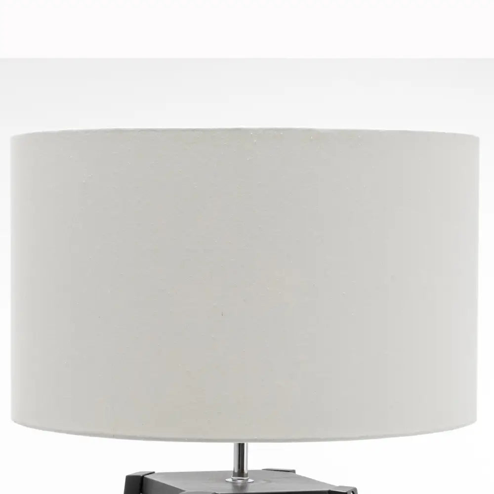 Eiffel 3 Tier Natural Wood Floor Lamp w/ Storage Shelves + Off White Linen Shade - Home & Garden > Lighting > Floor