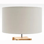 Eiffel 3 Tier Natural Wood Floor Lamp w/ Storage Shelves + Off White Linen Shade - Home & Garden > Lighting > Floor