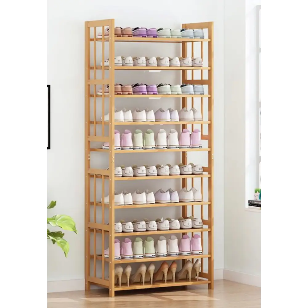 Ekkio 10-Tiers Bamboo Shoe Rack EK-BSR-100-XZ - Furniture > Living Room