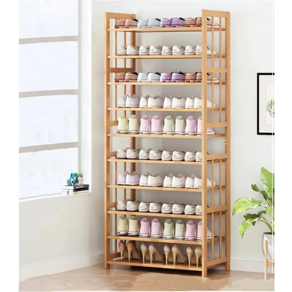 Ekkio 10-Tiers Bamboo Shoe Rack EK-BSR-100-XZ - Furniture > Living Room