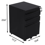 EKKIO 3 Drawer Mobile File Cabinet with Lock (Black) EK-FCD-100-XM - Furniture > Office