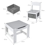 EKKIO 3PCS Kids Table and Chairs Set with Black Chalkboard (Grey) EK-KTCS-102-RHH - Baby & Kids > Kid’s Furniture