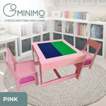EKKIO 3PCS Kids Table with Lego Baseplate and Chairs Set with Black Chalkboard (Pink) EK-KTCS-105-RHH - Baby & Kids >