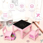 EKKIO 3PCS Kids Table with Lego Baseplate and Chairs Set with Black Chalkboard (Pink) EK-KTCS-105-RHH - Baby & Kids >