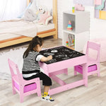 EKKIO 3PCS Kids Table with Lego Baseplate and Chairs Set with Black Chalkboard (Pink) EK-KTCS-105-RHH - Baby & Kids >