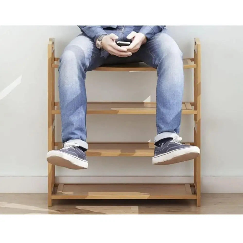 EKKIO 4 Tier Bamboo Shoe Rack Storage Organizer Stand Shelves EK-BSR-102-JS - Furniture > Living Room
