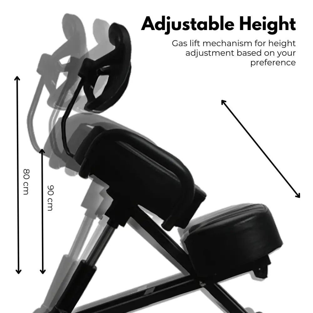 EKKIO Adjustable Ergonomic Office Kneeling Chair with Backrest (Black) EK-KC-101-TH - Furniture > Office