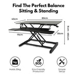 EKKIO Adjustable Standing Desk Riser with Gas Spring (Black) EK-DSR-100-MS - Furniture > Office
