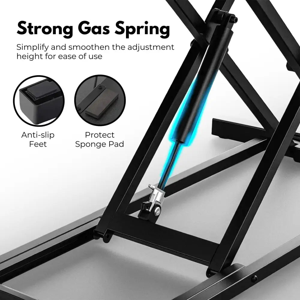 EKKIO Adjustable Standing Desk Riser with Gas Spring (Black) EK-DSR-100-MS - Furniture > Office