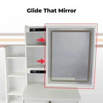 EKKIO Dressing Table White LED Mirror + Stool EK-DT-100-LD - Furniture > Living Room