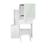 EKKIO Dressing Table White LED Mirror + Stool EK-DT-100-LD - Furniture > Living Room