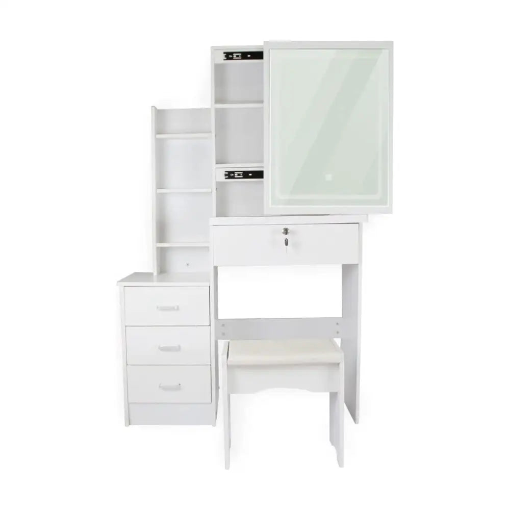 EKKIO Dressing Table White LED Mirror + Stool EK-DT-100-LD - Furniture > Living Room