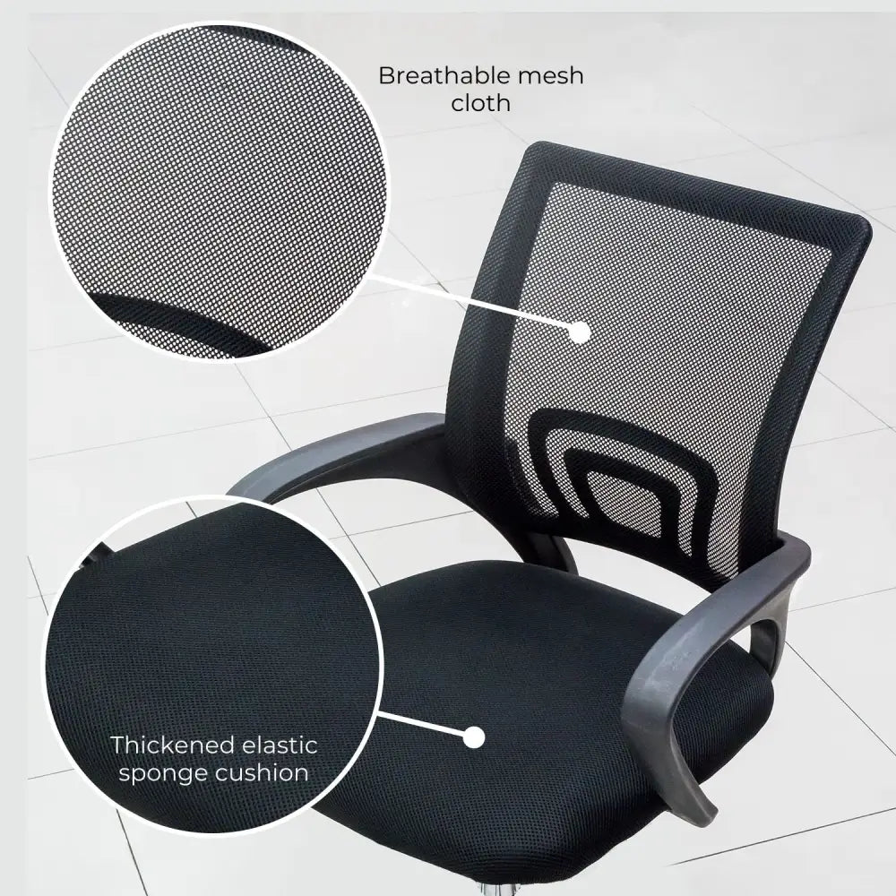 EKKIO Ergonomic Office Chair with Breathable Mesh Design and Lumbar Back Support (Black) EK-OC-104-JF - Furniture >