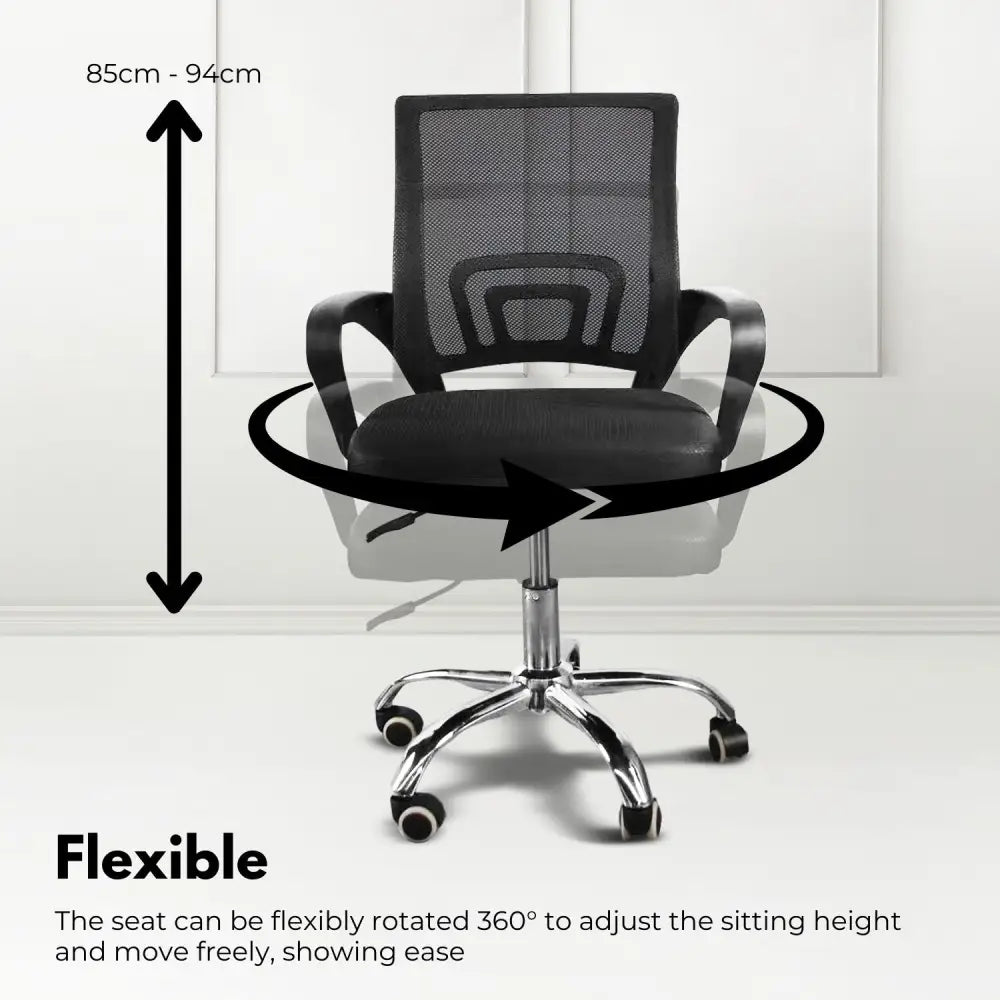 EKKIO Ergonomic Office Chair with Breathable Mesh Design and Lumbar Back Support (Black) EK-OC-104-JF - Furniture >