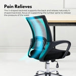 EKKIO Ergonomic Office Chair with Breathable Mesh Design and Lumbar Back Support (Black) EK-OC-104-JF - Furniture >