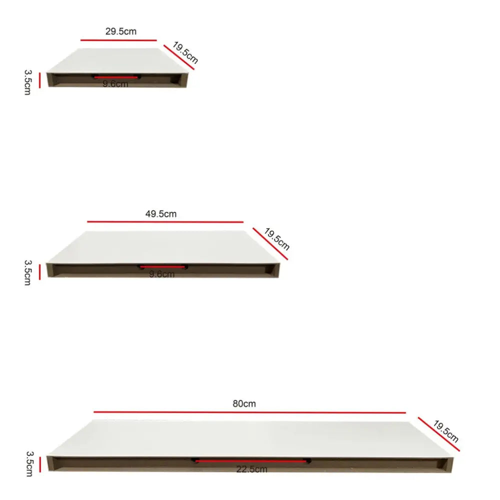 Ekkio Floating Shelf Set of 3 White EK-WS-101-SH - Furniture > Office