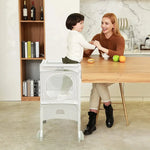 EKKIO Folding Kitchen Kids Step Stool with Chalkboard- Saturn Moon Square and Star Shape Design (White) EK-KSS-100-LFA