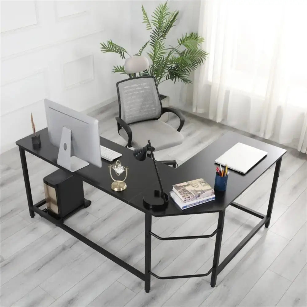EKKIO L-Shaped Corner Computer Desk with CPU Stand (Black) EK-CD-101-LR - Furniture > Office