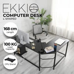 EKKIO L-Shaped Corner Computer Desk with CPU Stand (Black) EK-CD-101-LR - Furniture > Office