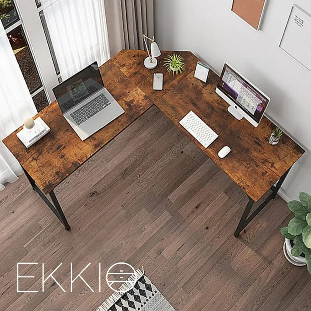 EKKIO L-Shaped Corner Computer Desk with CPU Stand (Brown) EK-CD-102-LR - Furniture > Office