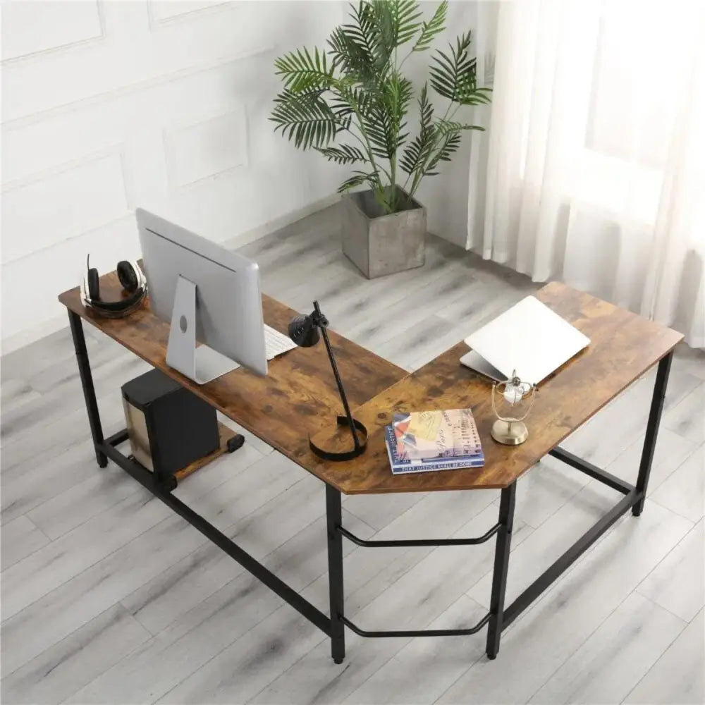 EKKIO L-Shaped Corner Computer Desk with CPU Stand (Brown) EK-CD-102-LR - Furniture > Office