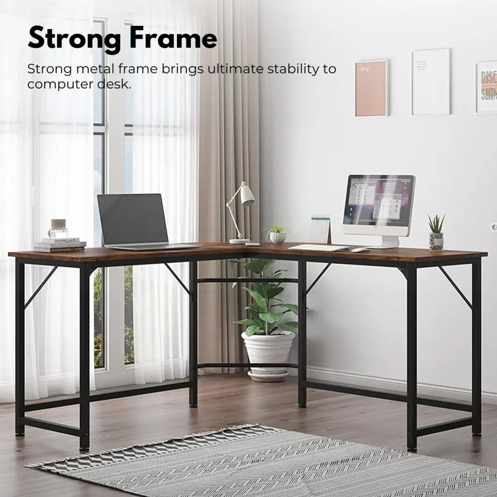EKKIO L-Shaped Corner Computer Desk with CPU Stand (Brown) EK-CD-102-LR - Furniture > Office