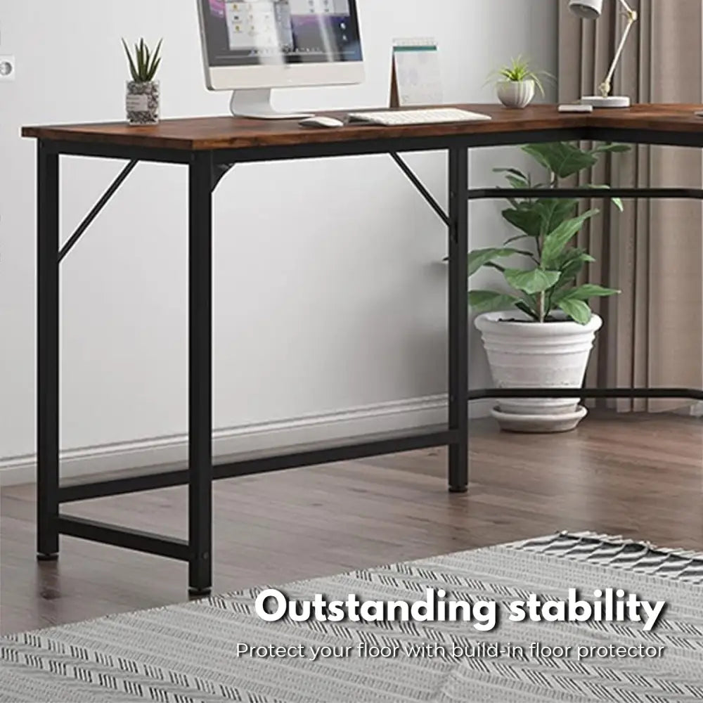 EKKIO L-Shaped Corner Computer Desk with CPU Stand (Brown) EK-CD-102-LR - Furniture > Office