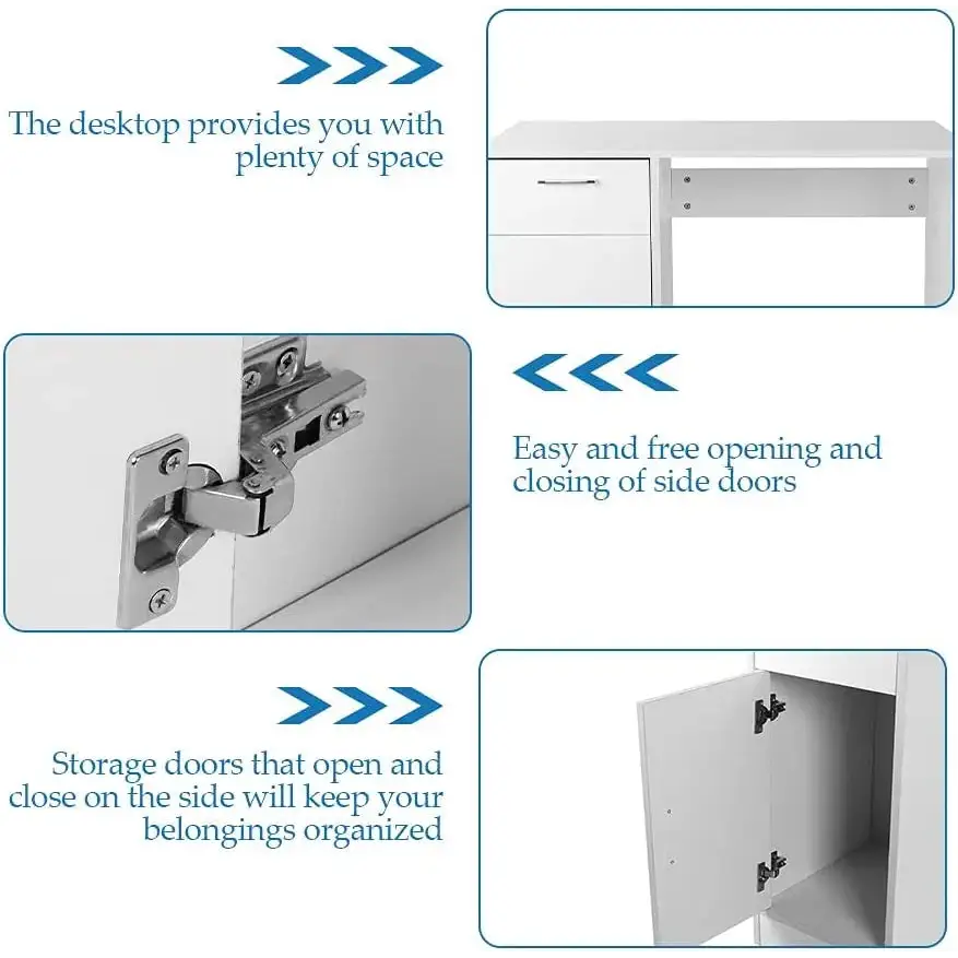 EKKIO Office Computer Desk with 1 Drawer (White) EK-CD-100-LD - Furniture > Office