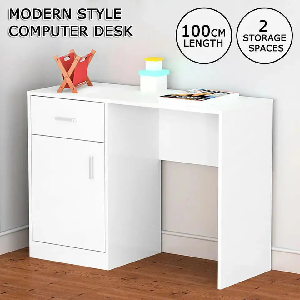 EKKIO Office Computer Desk with 1 Drawer (White) EK-CD-100-LD - Furniture > Office