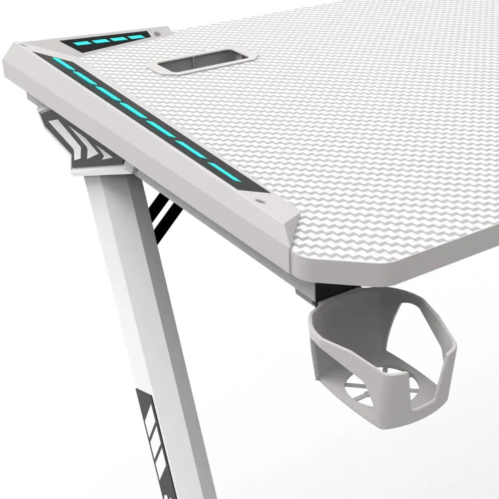EKKIO RGB Gaming Desk Z Shape White 140cm EK-GD-109-AL - Furniture > Office